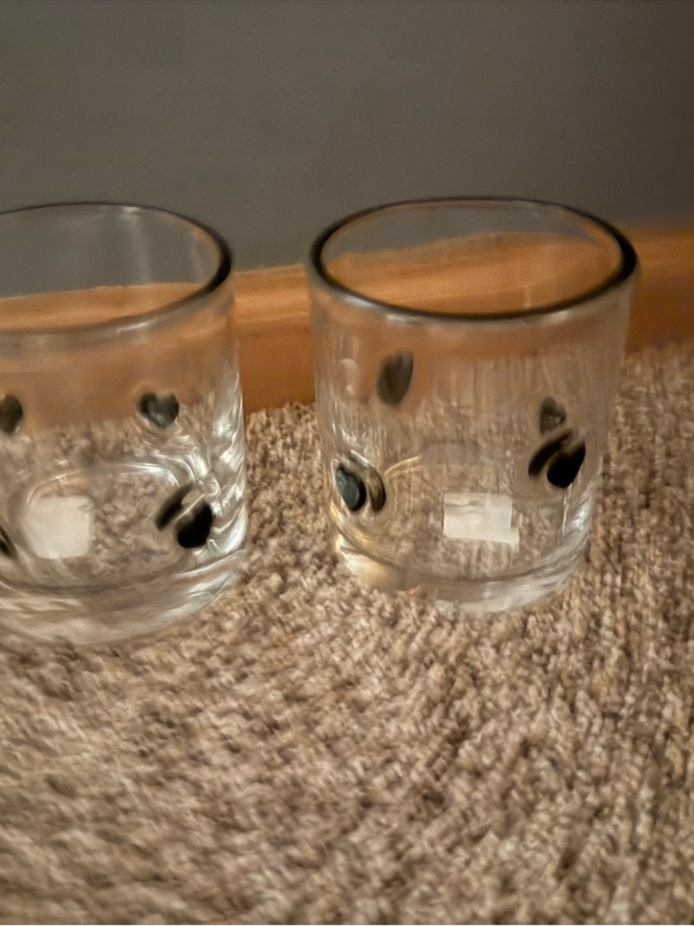 Clear Glass Tumblers with Black Heart Dots - Set of 2